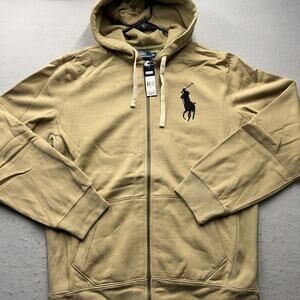 Polo Ralph Lauren Big Pony Zip Hoodie 3XL NWT Tan Black Pony Same Day Ship